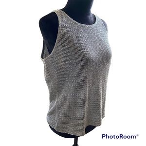 NWT Dana Bachman Luxe Silver Beaded Knit Tank Size Large